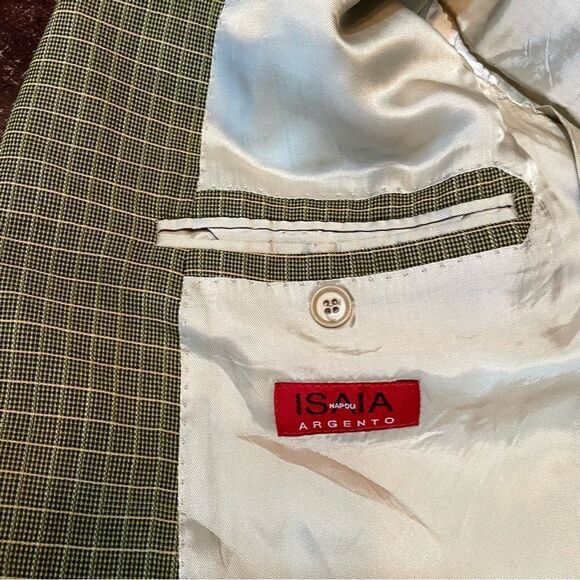 Isaia Napoli Nuova Base S Super 120's Green Plaid Check Wool Italy 54 - Picture 8 of 11